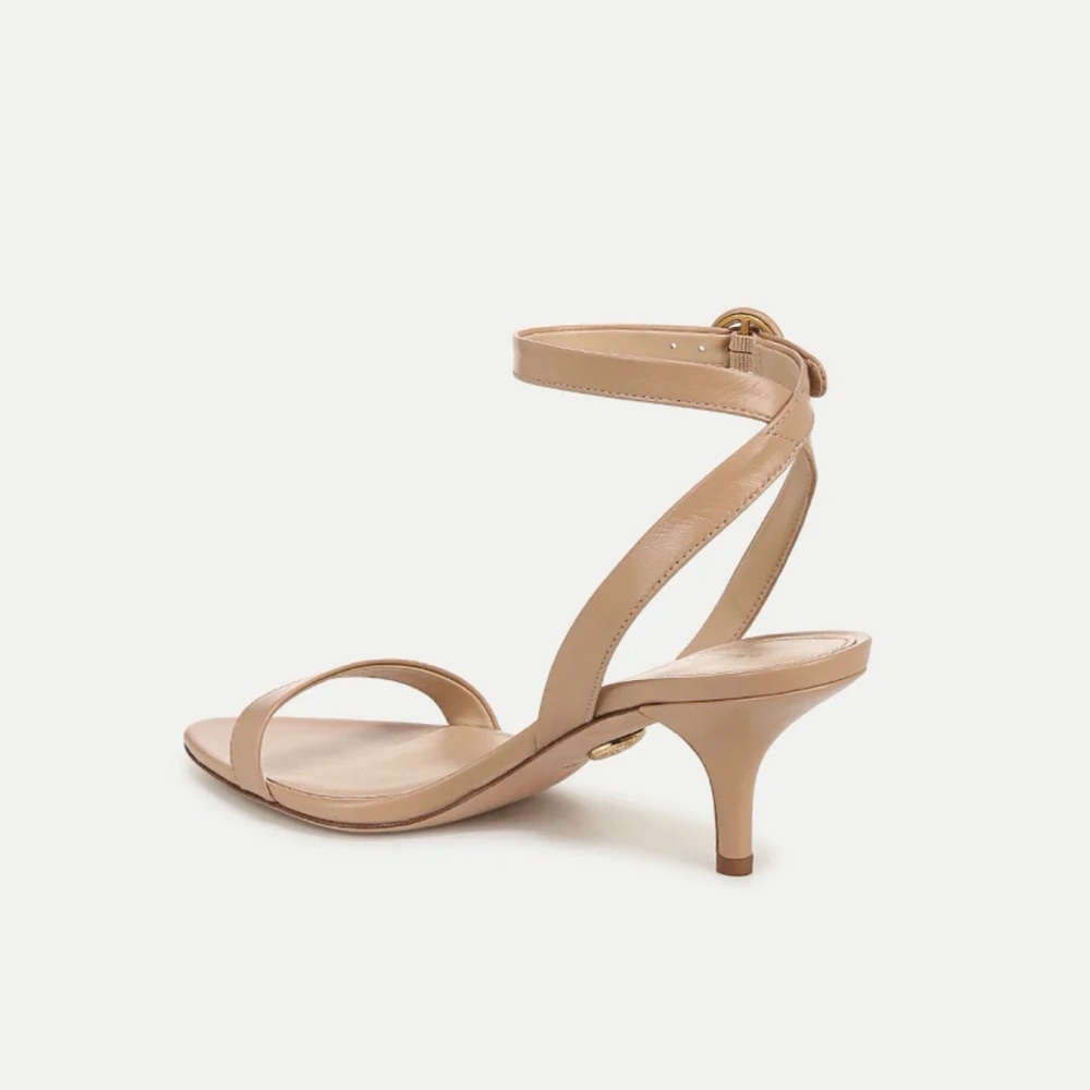 New Veronica Beard Darcelle Leather Sandal In Bisque Mid Heel Sz 7.5 - Picture 2 of 14